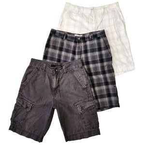 Calvin Klein Shorts Mens 30 Plaid Cargo Casual Comfort Preppy Punk Grunge Summer